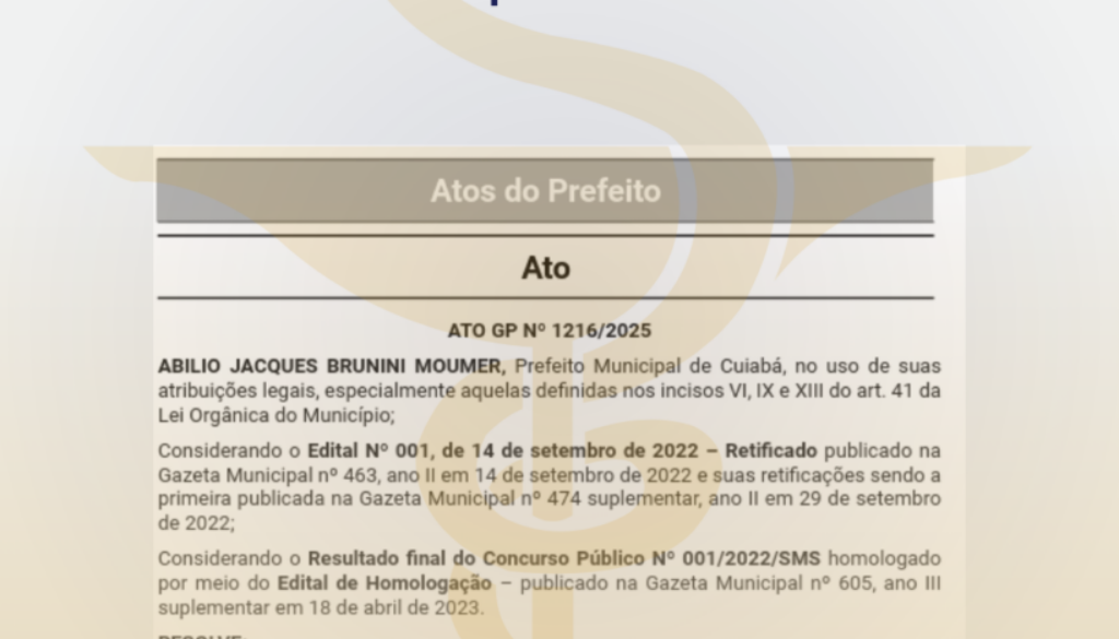 Nomeação Farmas SMS Cuiabá